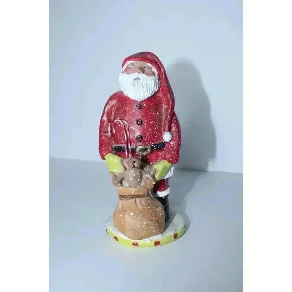 DEMDACO Patchwork Christmas‎ Laura Benge Jolly Santa Claus Figurine 2015